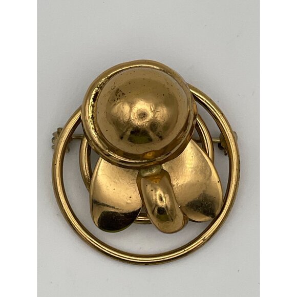 Vintage Brass MCM Abstract Artistic Design 1.5" Brooch - Picture 1 of 9